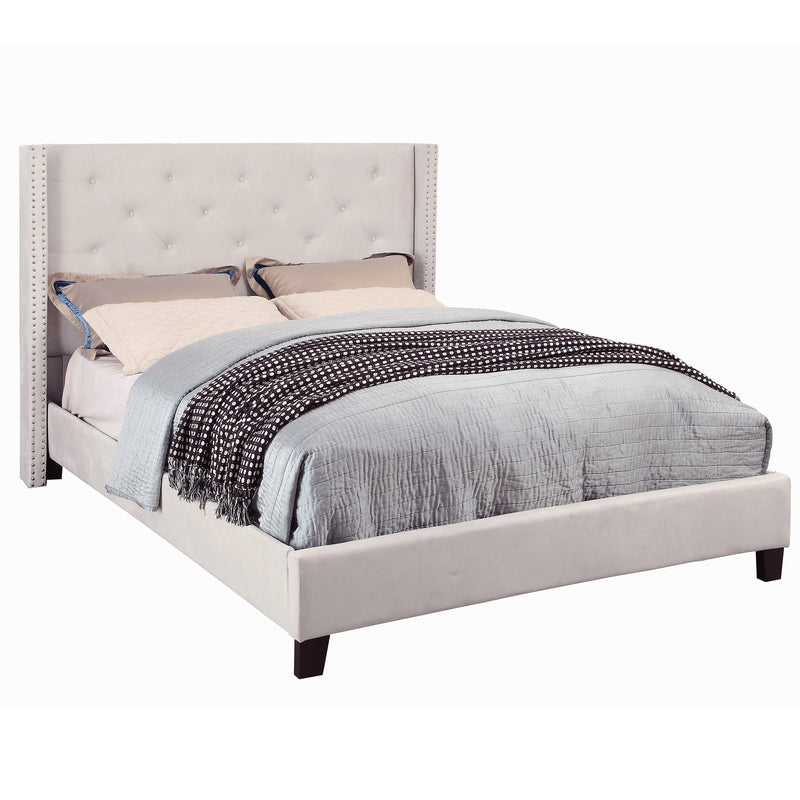 Aylin Ivory Velveteen Platform Bed