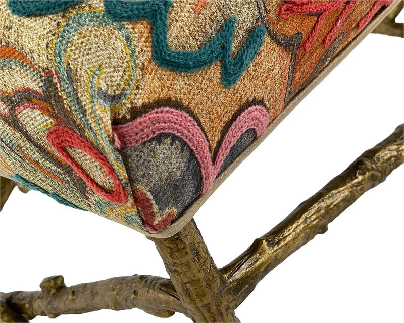 Caliana Branch-Style Base & Print Fabric Ottoman - Luxury Living Collection