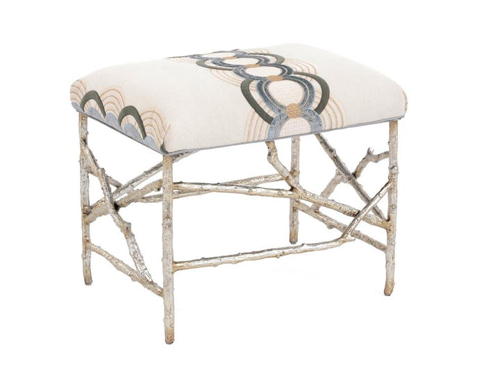 Caliana Branch-Style Base & Embroidered Fabric Ottoman - Luxury Living Collection