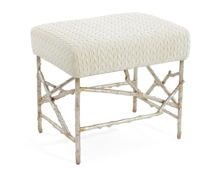 Caliana Branch-Style Base & White Fabric Ottoman - Luxury Living Collection