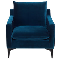 Soren Midnight Blue Velour with Matte Black Occasional Chair