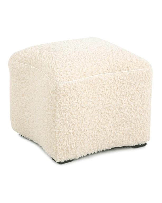 Helena Curved Plush Cream Fabric Ottoman - Luxury Living Collection