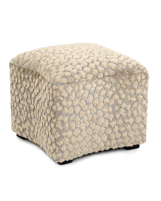 Helena Curved Lynx Print Fabric Ottoman - Luxury Living Collection