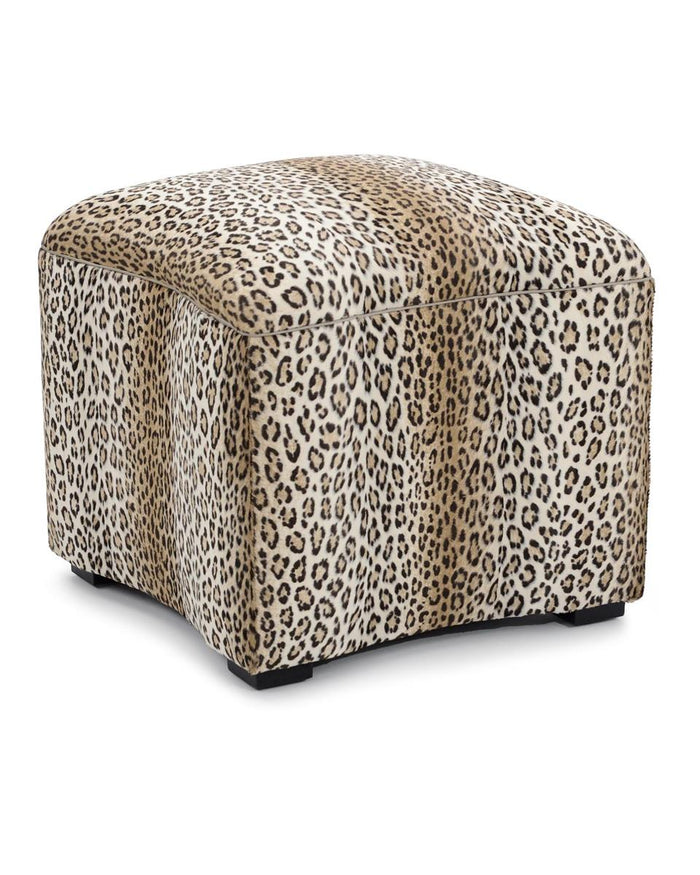 Helena Curved Cheetah Print Fabric Ottoman - Luxury Living Collection