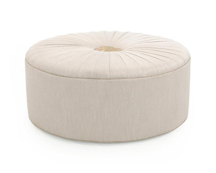 Sydney Pearl Fabric & Gold Ottoman - Luxury Living Collection