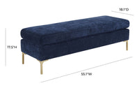 Arzu Navy Textured Velvet Bench - Luxury Living Collection