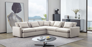 Alcina Cream Polyester 3PC Corner Sectional - Luxury Living Collection