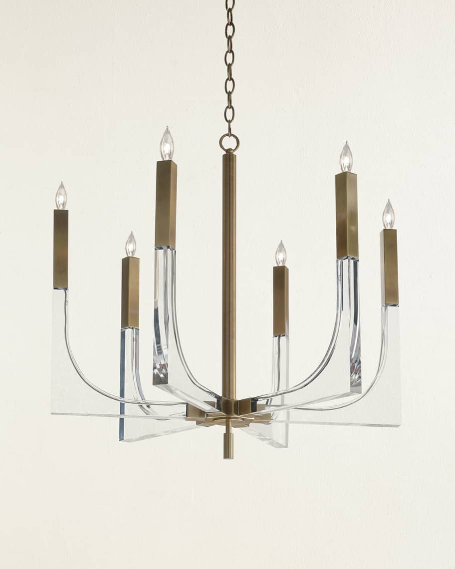 Hape Acrylic and Brass Six-Light Chandelier - Luxury Living Collection