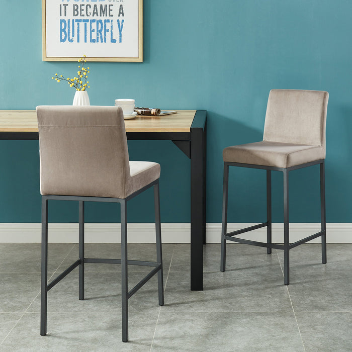 Astrid 26" Grey Velvet and Grey Legs Counter Stools (Set of 2)