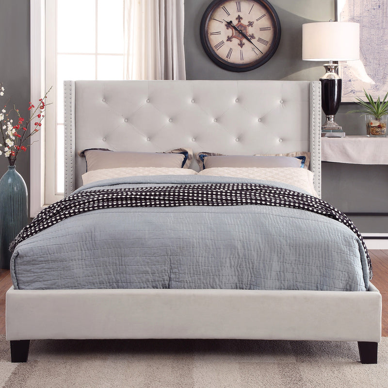 Aylin Ivory Velveteen Platform Bed