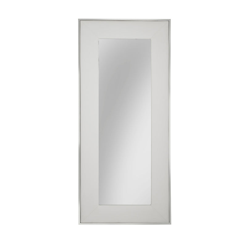 Elana White Leatherette Floor Mirror