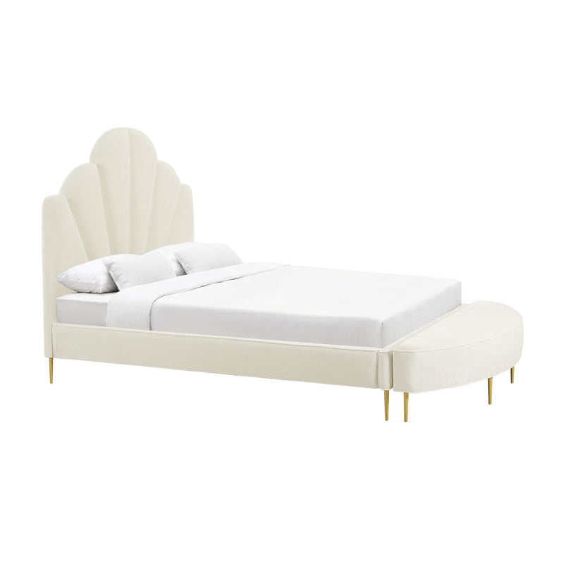 Juliard Cream Velvet Bed - Luxury Living Collection