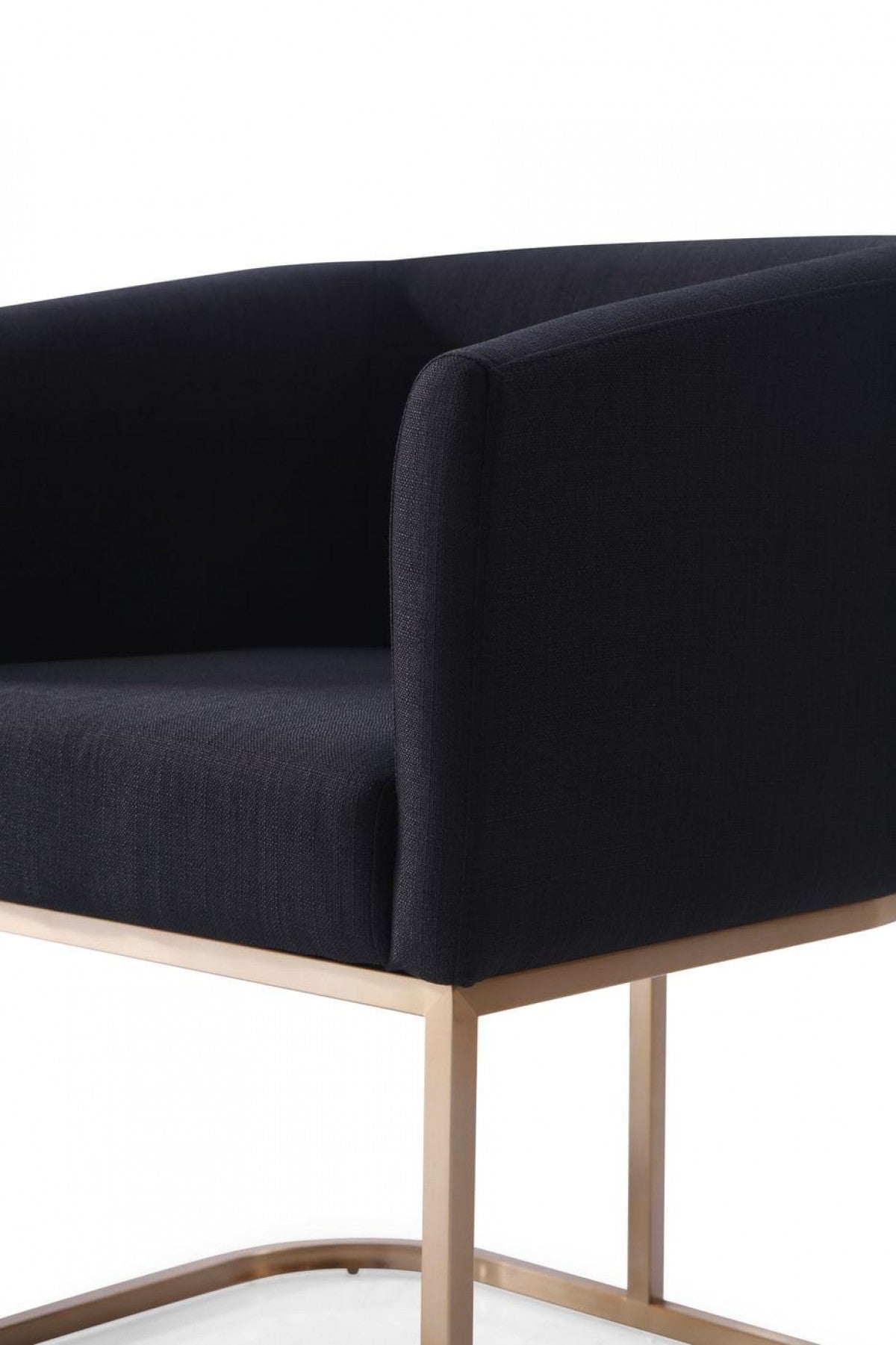 Ren Modern Black Fabric & Antique Brass Dining Chair