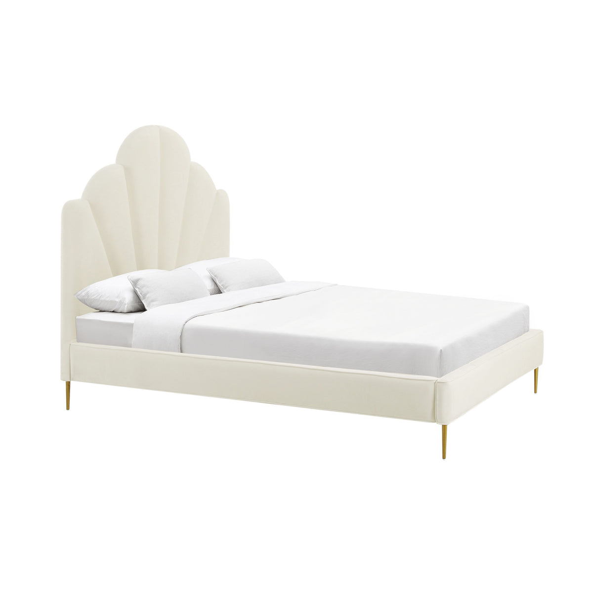 Juliard Cream Velvet Bed - Luxury Living Collection