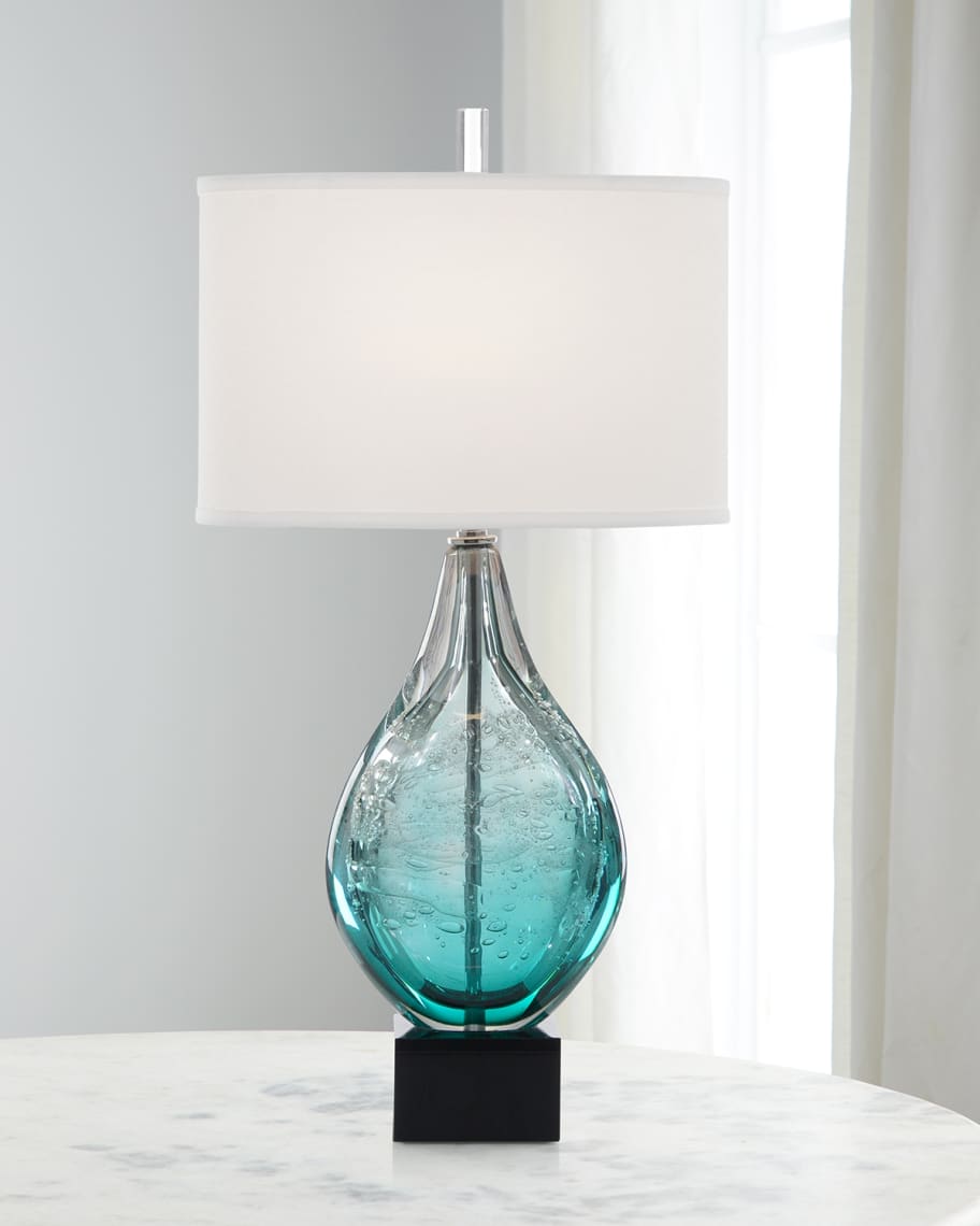 Tate Light Azure Art Glass Table Lamp - Luxury Living Collection