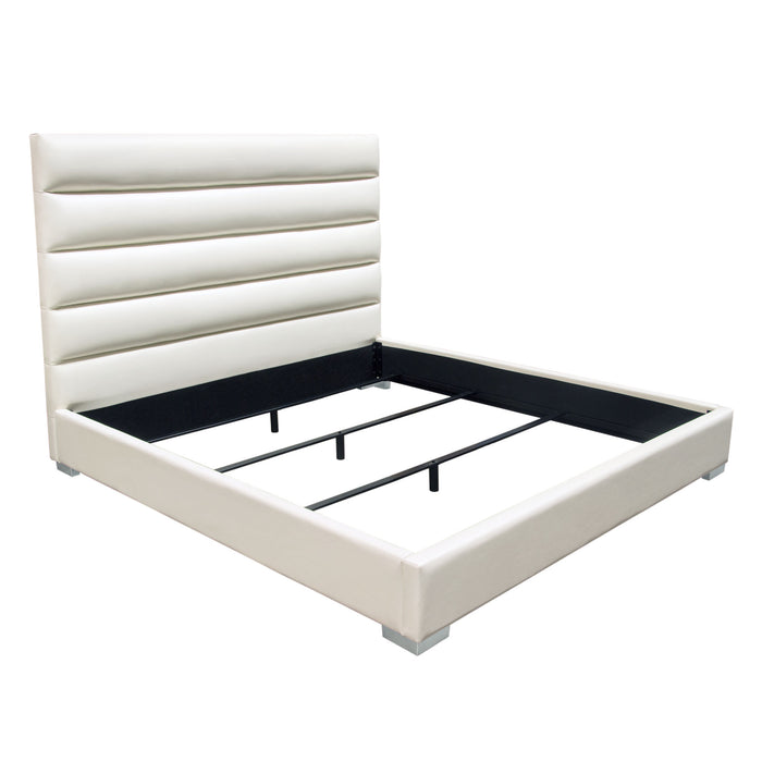 Panthea Tufted White Leatherette Bed