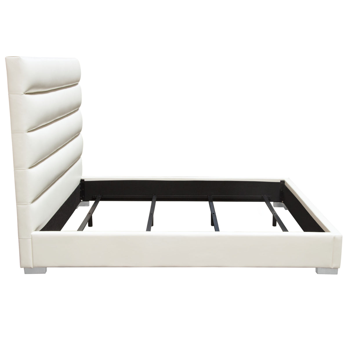 Panthea Tufted White Leatherette Bed