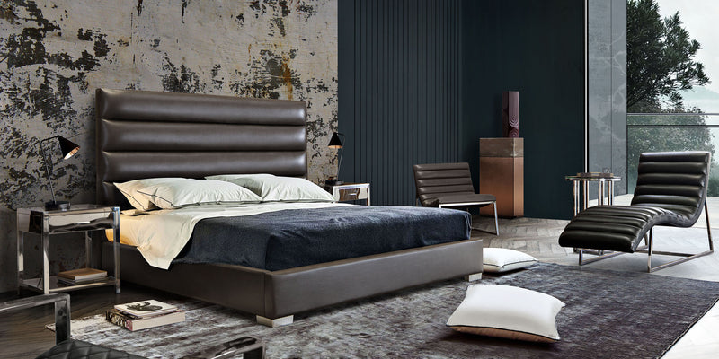 Panthea Tufted Grey Leatherette Bed