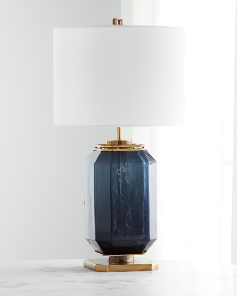 Bette Navy Blue Glass and Brass Table Lamp - Luxury Living Collection