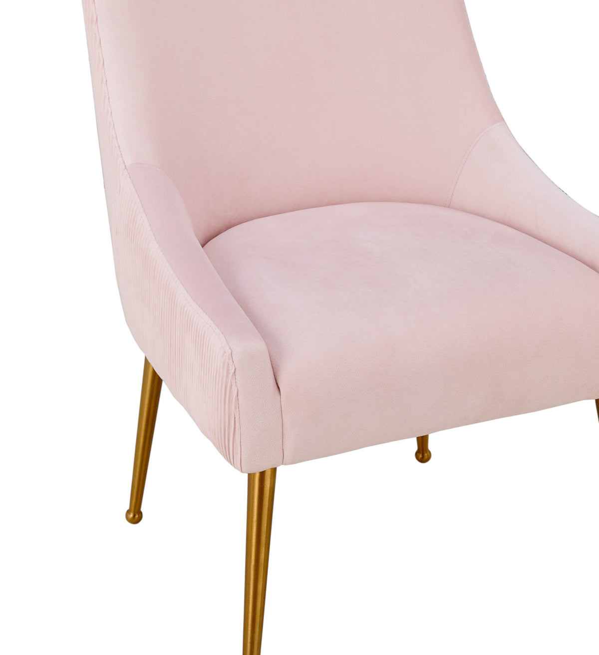 Prado Pleated Blush Velvet With Gold Frame Chair - Luxury Living Collection
