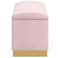 Keilani Blush Pink Velvet Storage Ottoman