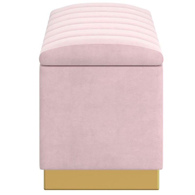 Keilani Blush Pink Velvet Storage Ottoman