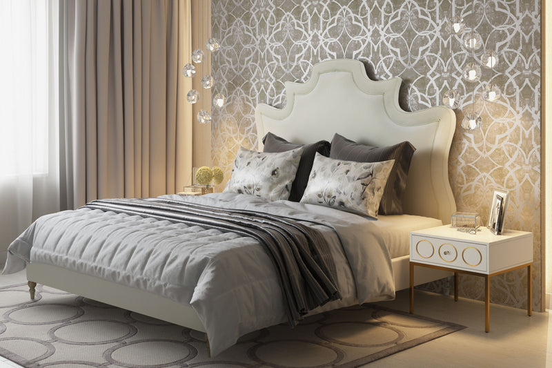 Berina Cream Velvet Bed - Luxury Living Collection