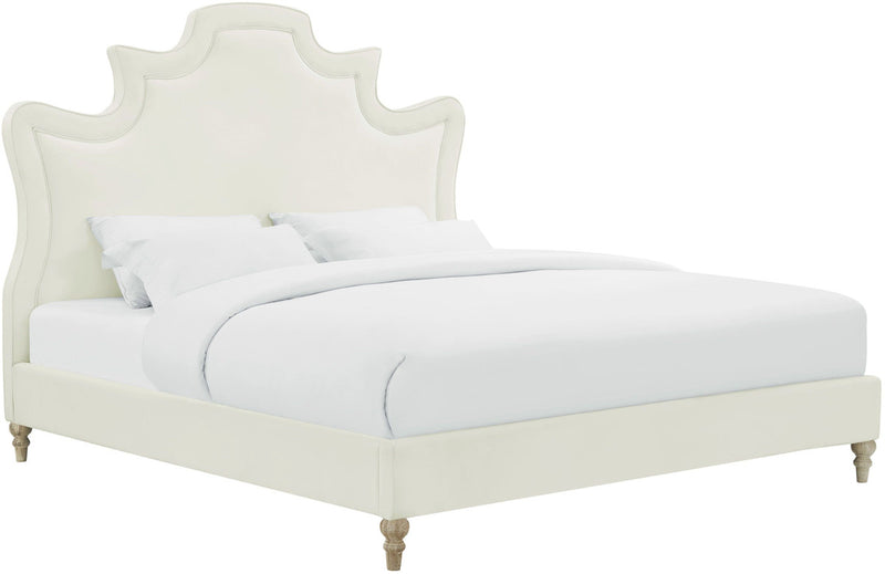 Berina Cream Velvet Bed - Luxury Living Collection