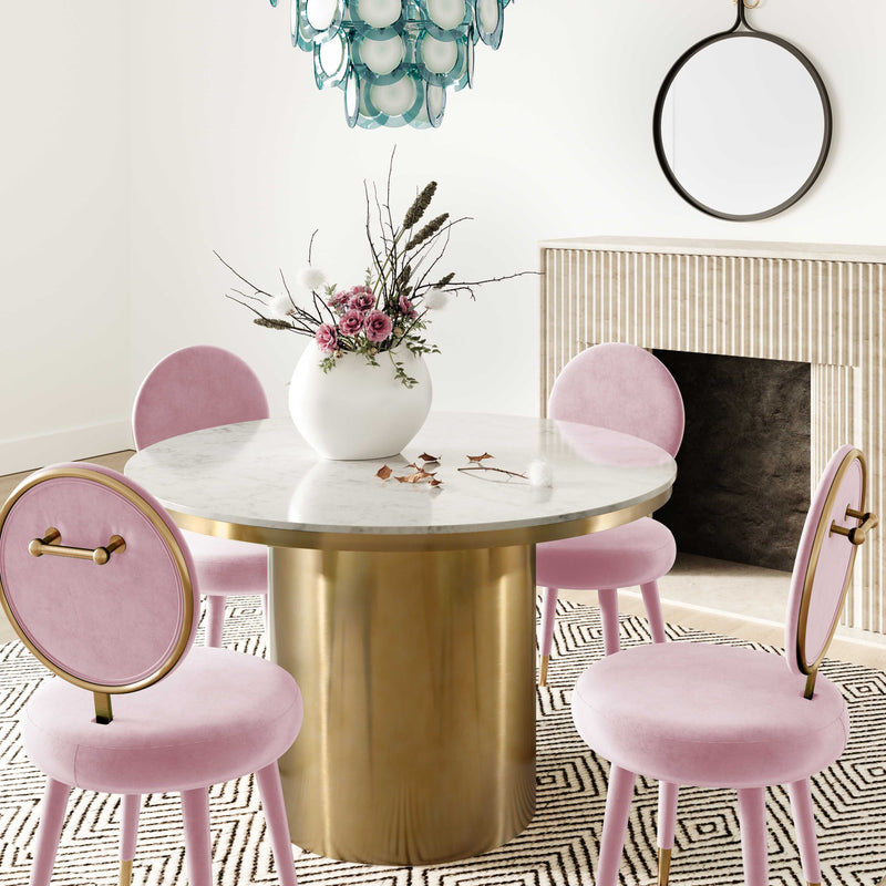 Adora Bubblegum Velvet Dining Chair - Luxury Living Collection