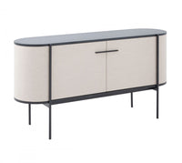 Ahraya Modern Beige Fabric & Black Metal Buffet