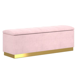 Keilani Blush Pink Velvet Storage Ottoman