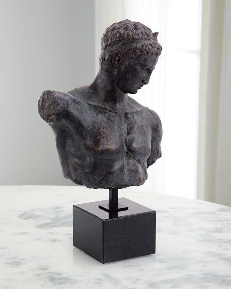 Bronzed Greek Bust in Verde-Black - Luxury Living Collection