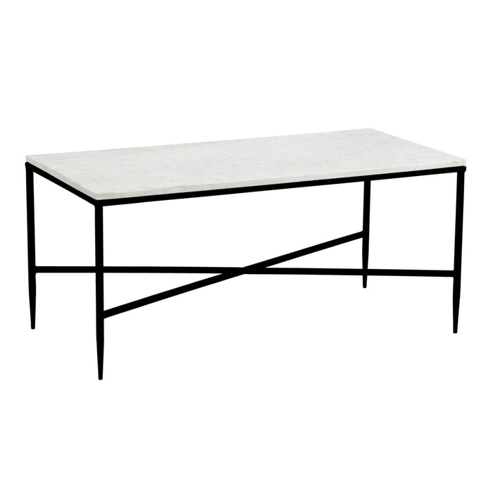 Danielle Black Iron and Marble Top Coffee Table
