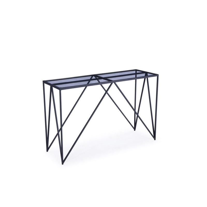 Cataleya Matte Black Powder Coated and Glass Console Table