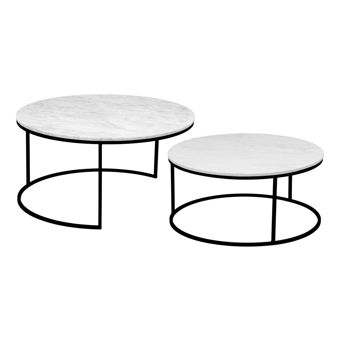 Averie Black Steel and Marble Top Nesting Coffee Tables (Set of 2)