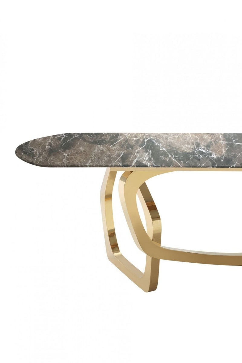 Mika Modern Brown & Gold Dining Table