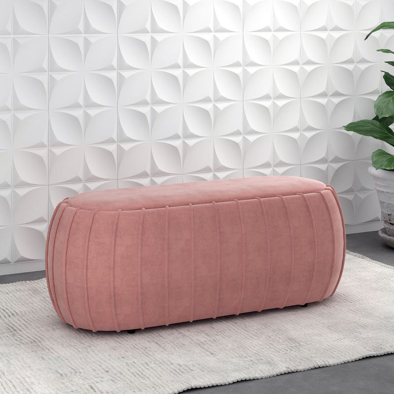 Aiyana Blush Pink Velvet Ottoman