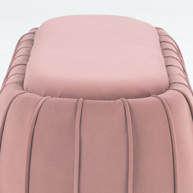 Aiyana Blush Pink Velvet Ottoman