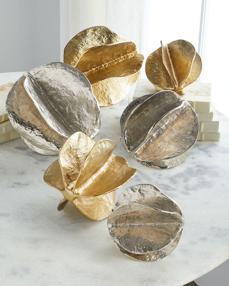 Camila Brass Spheres of Flowing Waves (Set of Three) - Luxury Living Collection