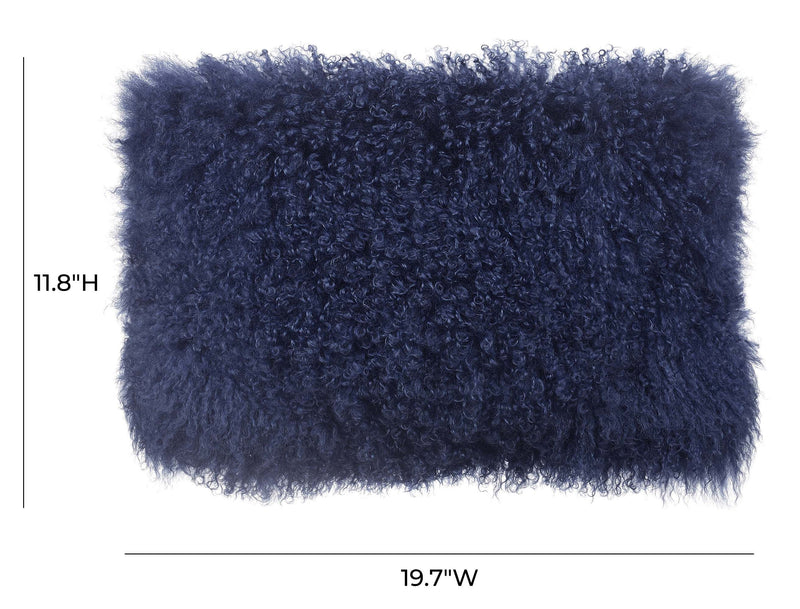 January Blue Sheep Fur Long Pillow - Luxury Living Collection