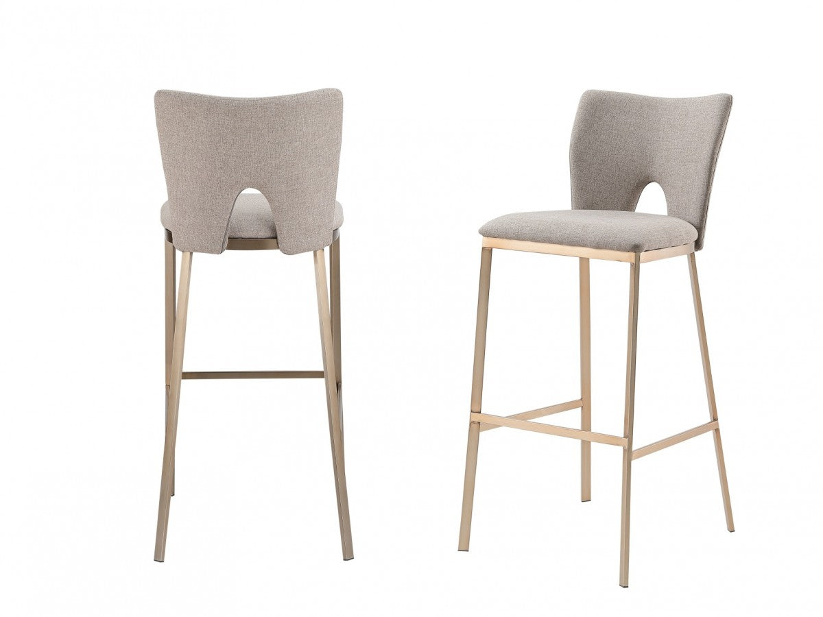 Divya Beige & Brass Bar Stool (Set of 2)