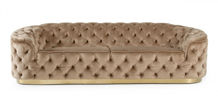 Nathalie Glam Beige and Gold Fabric Sofa
