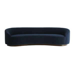 Emilee Indigo Velvet with Dark Walnut Sofa