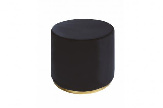 Karter Black Suede Fabric with Stainless Steel Gold Base Ottoman