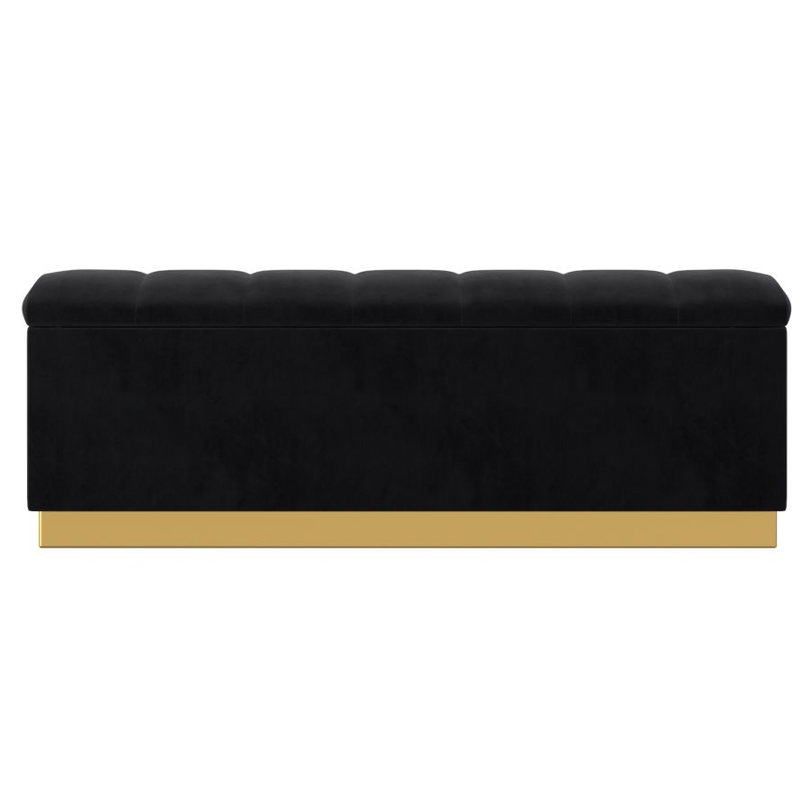 Keilani Black Velvet Storage Ottoman