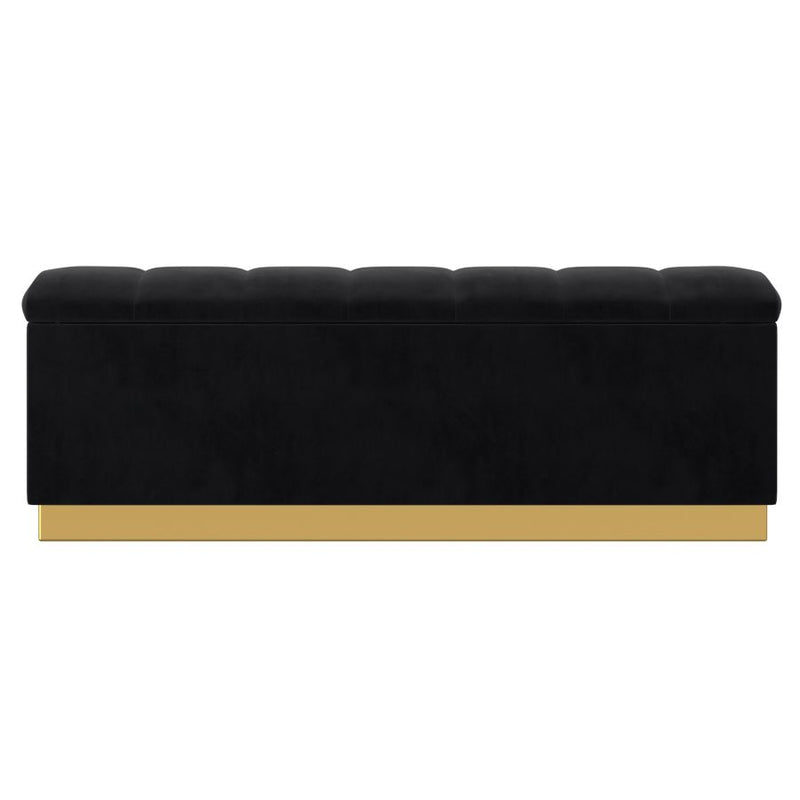 Keilani Black Velvet Storage Ottoman