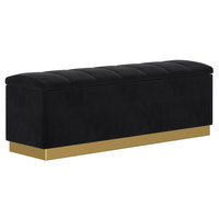 Keilani Black Velvet Storage Ottoman