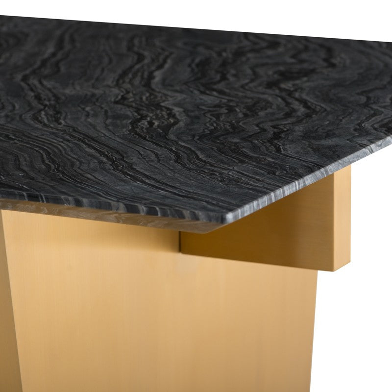 Disa Black Wood Vein with Brushed Gold Dining Table