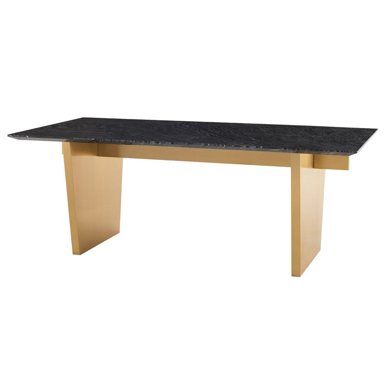 Disa Black Wood Vein with Brushed Gold Dining Table