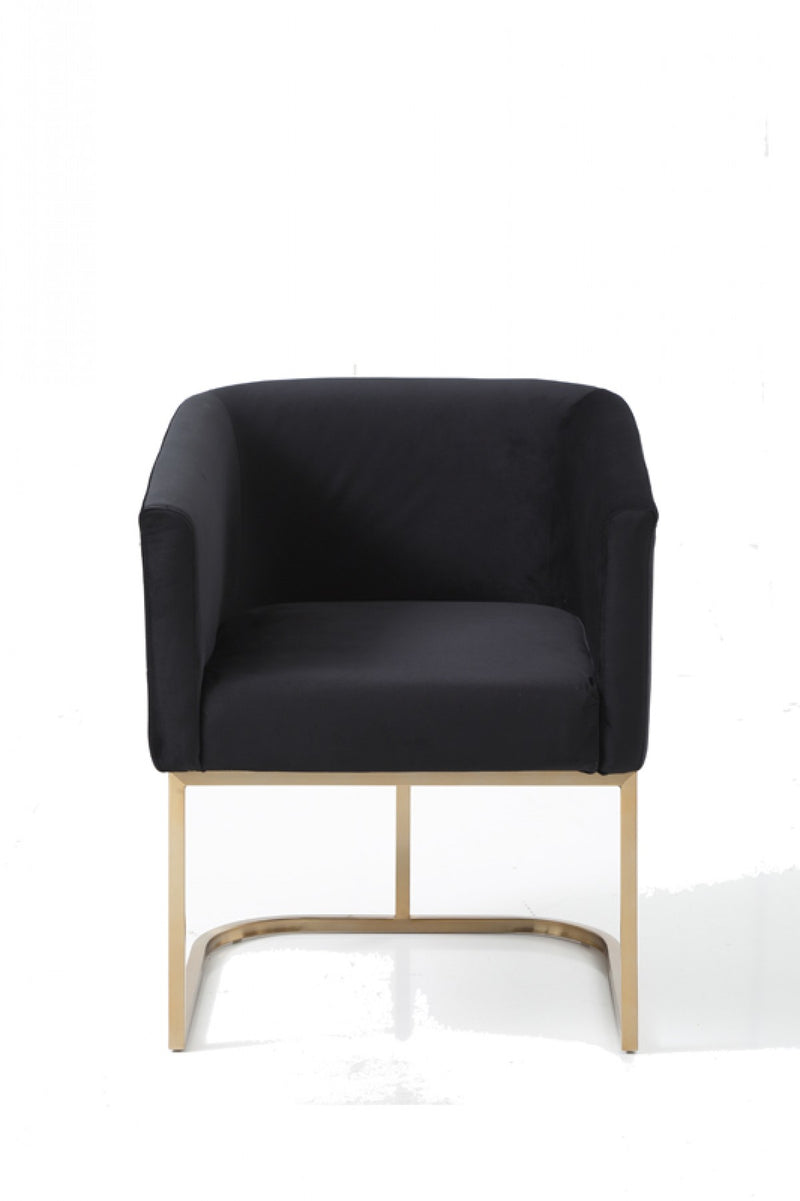 Ren Modern Black Velvet & Gold Dining Chair